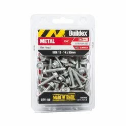 Best Sale 🛒 Australia Only - Buildex 12-14 X 30mm Climaseal Hex Head Metal Tek Screws - 50 Pack Grey 🧨