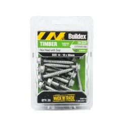 Promo 👏 Australia Only - Buildex 14 - 10 X 50mm Climaseal Hex Head With Seal Timber Screws - 25 Pack Grey 🛒