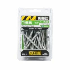 Coupon ⭐ Buildex 14 - 10 X 75mm Climaseal Hex Head With Seal Timber Screws - 25 Pack Grey - To Australia 💯