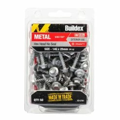 Best deal 🤩 Australia Sale - Buildex Metal Shed Tek C3 Hex Head No Seal Screws 14g X 25mm 12g Bx50 Galvanised ⌛