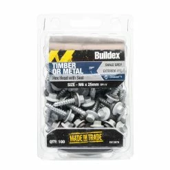New ❤️ Australia Sale - Buildex Roof Zip C4 HexHead Screws M6 X 25 Shale Grey Bx100 Gg: Shale Grey ⌛