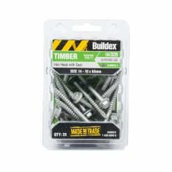 Cheap ✨ Australia Sale - Buildex 14 - 10 X 65mm Climaseal Hex Head With Seal Timber Screws - 25 Pack Grey 😀