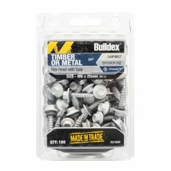 Coupon 👏 Buildex M6 X 25mm Surfmist Roof Zip C4 HexHead Screws - Box 100 Ow: Surfmist - To Australia ✔️