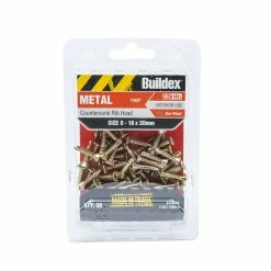 Buy 🔥 Buildex 8 - 18 X 20mm Zinc Plated Countersunk Ribbed Head Metal Tek Screws - 50 Pack Gold - To Australia 😉