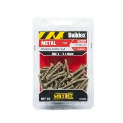 Wholesale 👏 Australia Sale - Buildex 8-18 X 30mm Climacoat Countersunk Ribbed Head Metal Tek Screws - 50 Pack Grey 🥰