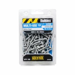 Wholesale 👏 Buildex 8 - 15 X 32mm Button Head Needle Point Screws - 100 Pack Grey - To Australia 🔥
