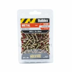 Buy 🧨 Australia Sale - Buildex 8-18 X 20mm Zinc Plated Button Head Metal Tek Screws -100 Pack Gold 🥰