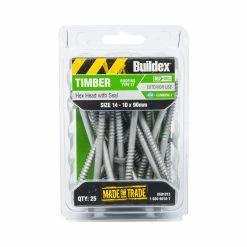 Promo 🔔 Australia Only - Buildex 14 - 10 X 90mm Climaseal Hex Head With Seal Timber Screws - 25 Pack Grey 😀